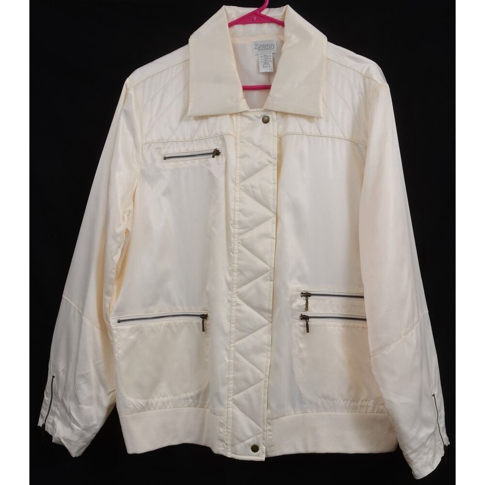 Zenergy by Chico's Zip Bomber Utility Jacket Size (3) XL/16‎ Nautical Summer